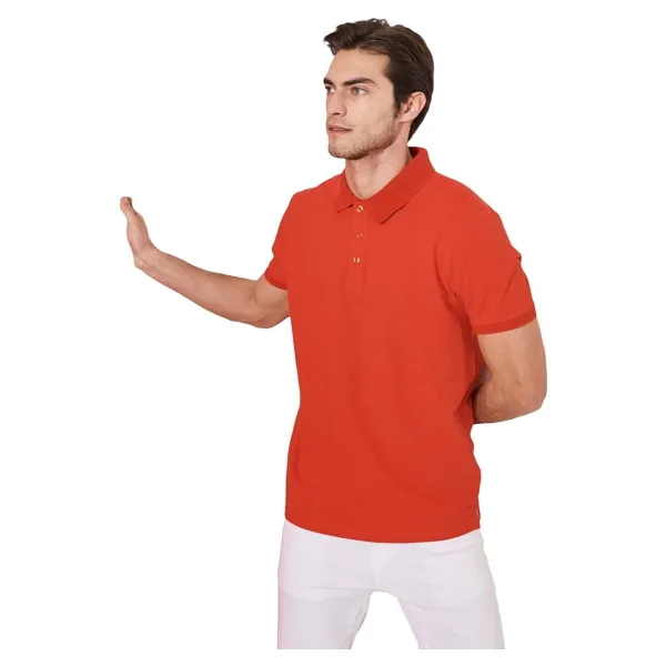 ALTINYILDIZ CLASSICS Slim Fit Dar Kesim Polo Yaka%100 Pamuk Kısa Kollu Tişört, Renk Nar Çiçeği, Beden M