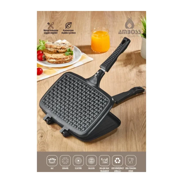 Amboss Kuvars Döküm Ocak Üstü Tost Makinesi