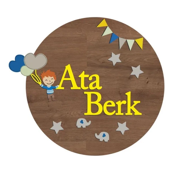 Balon Figürlü Bebek Ahşap Kapı Süsü