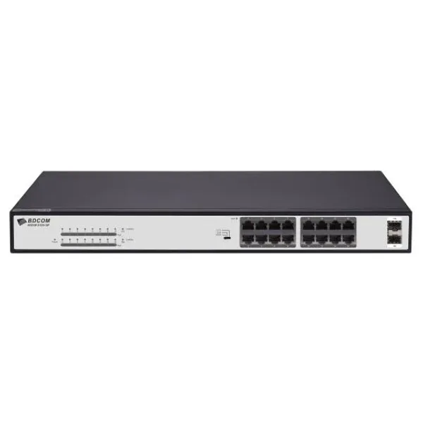 BDCOM S1518-16P 16 PORT 10/100/1000 16 PORT POE 2 PORT GIGABIT UPLINK 240W YONETILEMEZ RACK MOUNT SWITCH