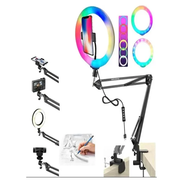CAILON 10 Inç 26 cm RGB Ring Light Esnek Masaüstü Mengeneli Tiktoker Ring Light Led Selfie Yayın Işığı
