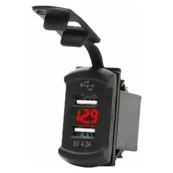 Ekranlı 5V 2.1A Çift Çıkışlı USB Şarj Modülü Kırmızı