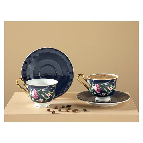 English Home Vanilla New Bone China Lacivert 2 Kişilik Kahve Fincan Takımı