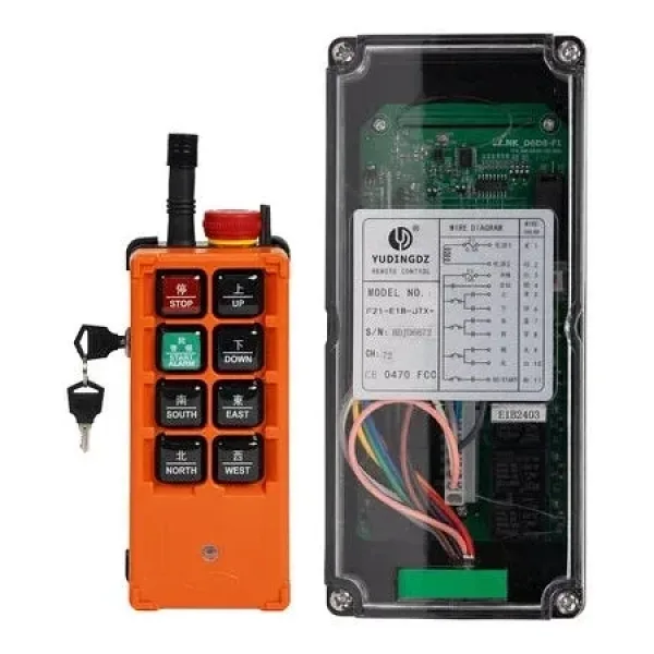 F21-E1B-JTX+ AC/DC 24V-440V Endüstriyel Vinç Kablosuz Uzaktan Kumanda Seti + Acil Stop + Güvenlik Kilidi