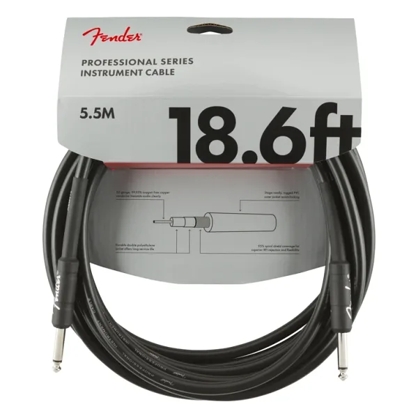 Fender Professional Düz/Düz Uçlu 5m Siyah Enstrüman Kablosu