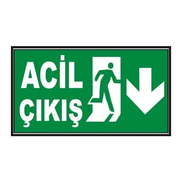 Fosforlu Acil Çıkış Levhası - Fotolümenli - Aşağı Yön