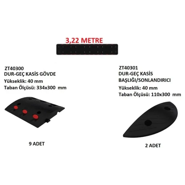 Hız Kesici Kasis Zeplin Marka 9 Adet Kasis Gövde+ 2 Adet Kasis Sonlandırıcı+ Montaj Vidaları Siyah