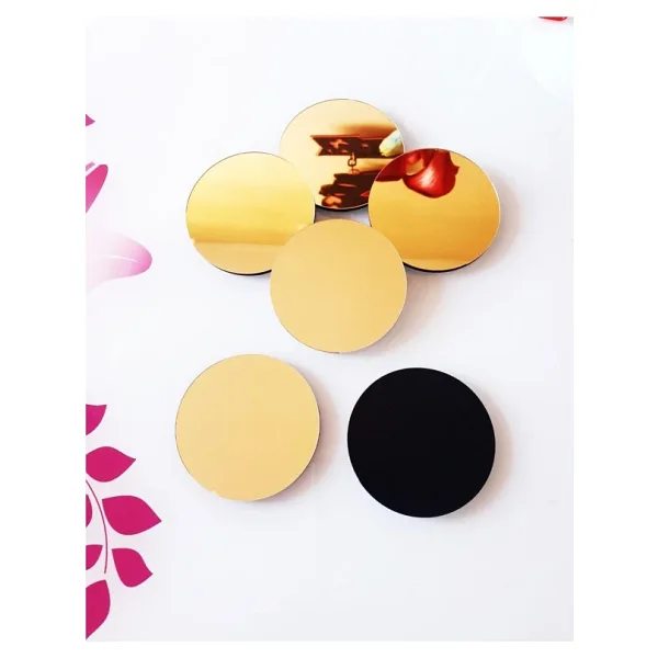 HYL Tarzı Gold Pleksi Bardak Altlığı 6'lı Set 8cm