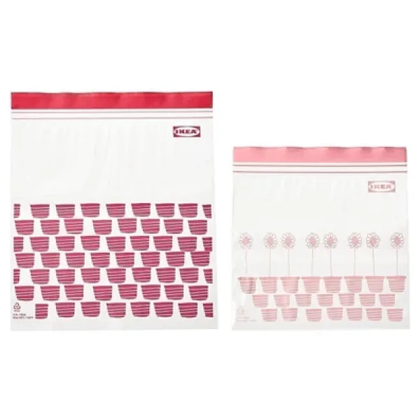 IKEA Istad Kilitlenebilir Buzdolabı Poşeti, Kırmızı-pembe, 2,5 Lt X 1,2 Lt, 50 Adet