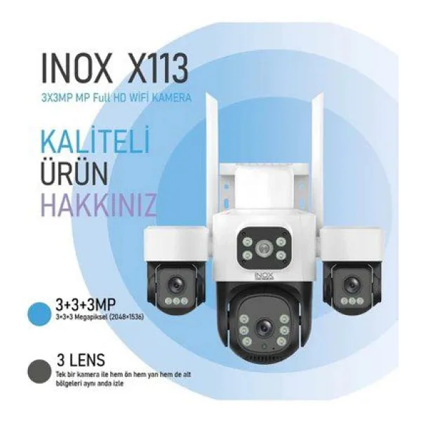 Inox Digital INOX-X113 Speed Dome 3 MP Gece Görüşlü IP Wi-Fi Güvenlik Kamerası