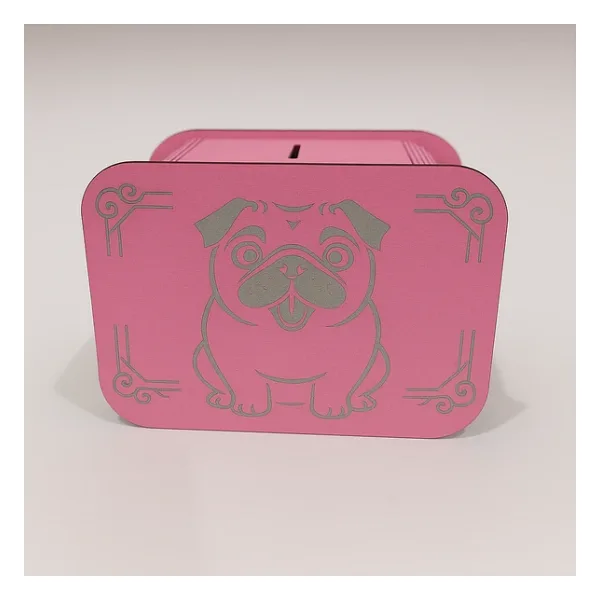 Köpek Kumbara - Ağaç Işleme -Ceviz Ağacı-Pembe