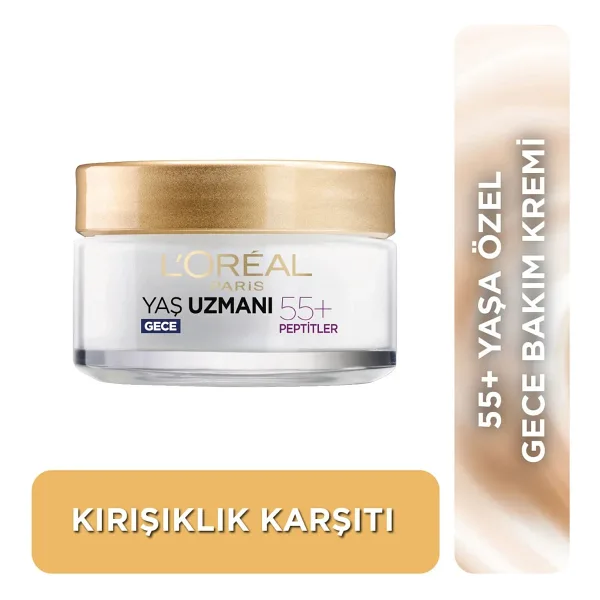 L'Oreal Paris Yaş Uzmanı 55+ Peptitler Kırışıklık Karşıtı 50 ml Gece Kremi