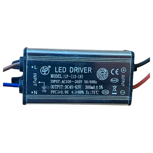 LED DRİVER 18 WATT 40-63 VOLT 300 MA WALLWASHER İÇİN METAL BOLLED