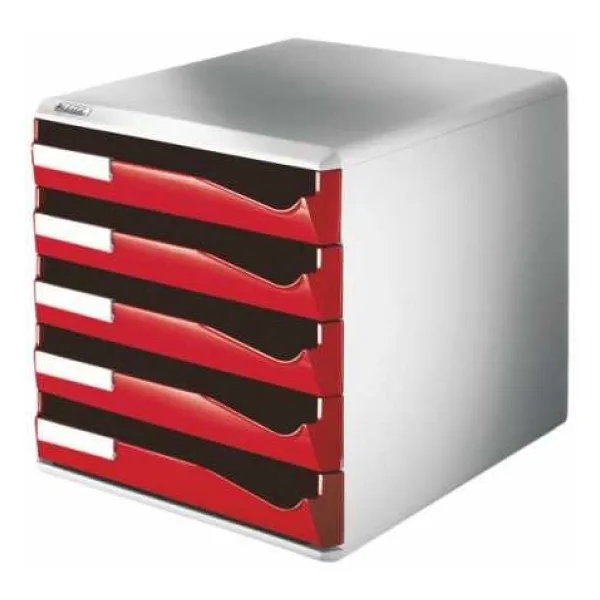 Leitz 5280 5 Çekmeceli Kırmızı Evrak Rafı