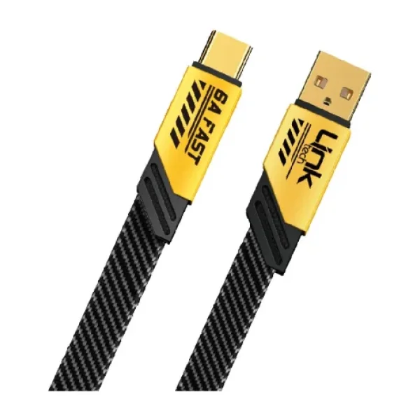 LinkTech K470 Mecha Style 1.2 m Sarı USB to Type-C Hızlı Şarj Kablosu