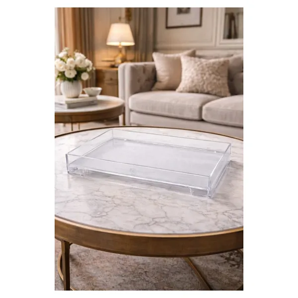 Makri Home Şeffaf Sert Plastik Servis & Nişan Tepsisi