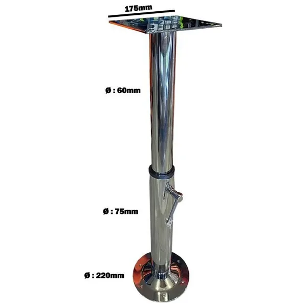 Masa Ve Koltuk Ayağı 2 Kademeli Krom 53-90cm Tekne, Yat Ve Karavan