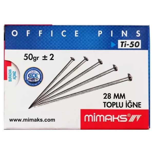 Mimaks Nikelli Toplu Iğne 50GR Kutu (TI50)