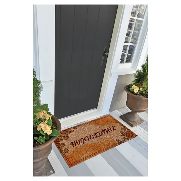 Napoli Home Hoşgeldiniz Yazılı Baskılı Kaymaz Taban Silinebilir Kapı Önü Paspası (40x60cm)
