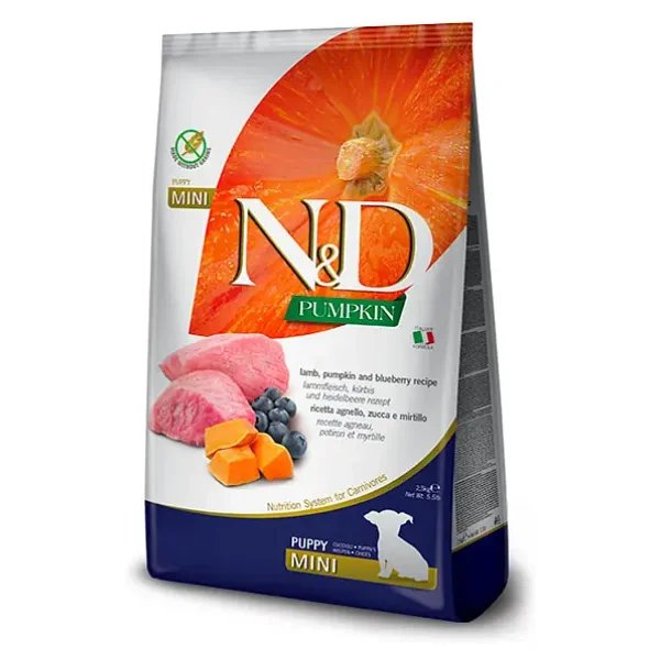 N&D Pumpkin Kuzu Etli Balkabaklı ve Yaban Mersinli 2.5 kg Küçük Irk Yavru Köpek Maması
