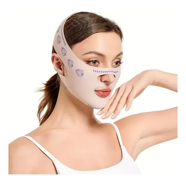 Onomo Yüz Şekillendirici Maske, V Çene Sıkılaştırıcı Band, Yüz ve Boyun İncelten Maske, Ten Rengi