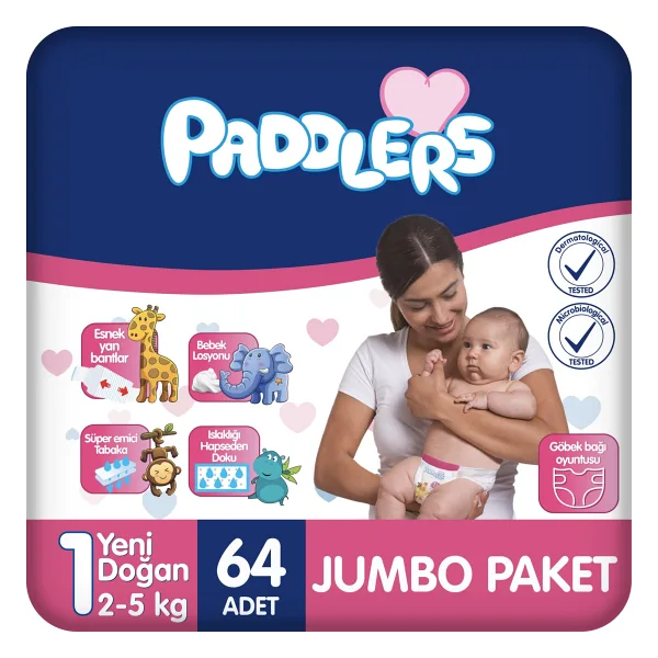 Paddlers 1 Numara Yenidoğan 64'lü Bebek Bezi