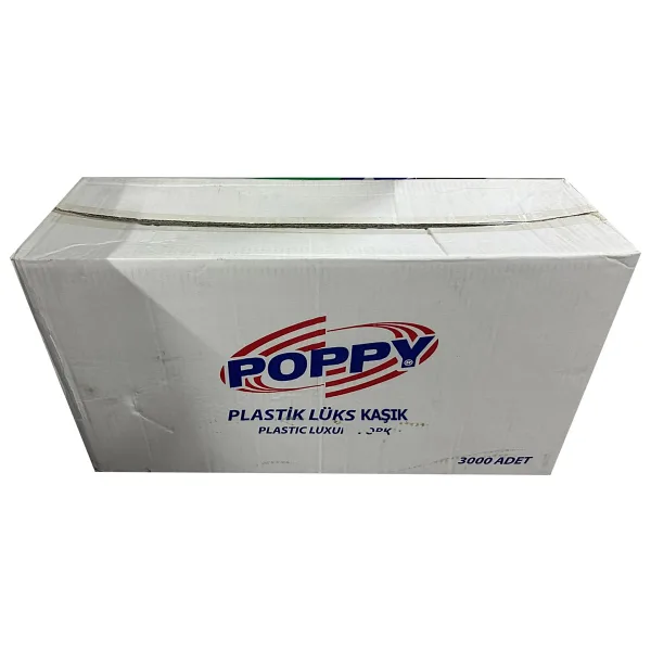 Poppy Plastik Lux Seffaf Kasik - 18 Cm. - 3.2 Gr. - 50 Adetlik 60 Paket - Koli