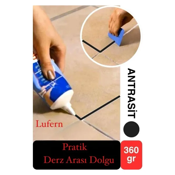 Premium Fayans Arası Antrasit Hazır Derz Dolgu Gaga Uç Tüp Mermer Mutfak Banyo Zemin Duvar Onarıcı