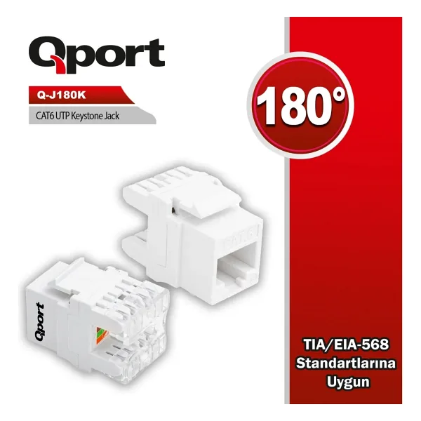 QPORT Q-J180K CAT6 UTP 180 DERECE KEYSTONE JACK