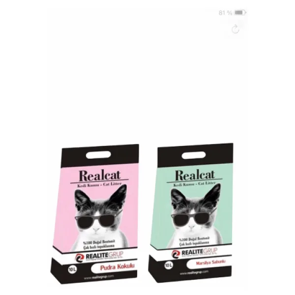 Realcat Pudra Kokulu Kedi Kumu 10 L + Marsilya Sabunu Kokulu Kedi Kumu 10 L