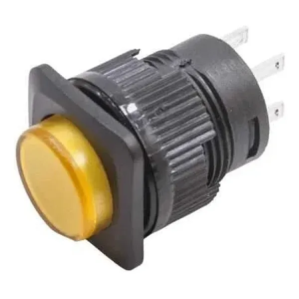 RL16-504A 16MM Plastik 4 Pin Anahtarlı Buton Sarı