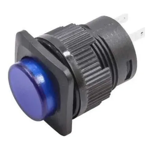 RL16-504B 16MM Plastik 2 Pin Yaylı Buton Mavi