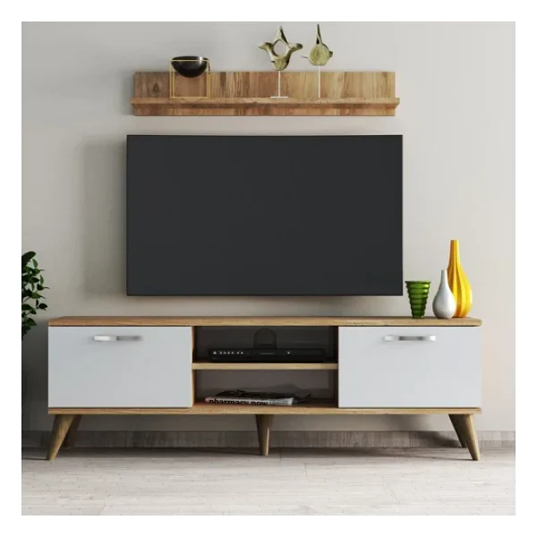 Safir 138 lik L Raflı Tv Ünitesi Çam - Beyaz - TVU0403