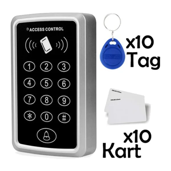 Sonex Rfid Şifreli Kapı Kilidi Kartlı Geçiş Kontrol Göstergeç Sistemi + 10 Tag + 10 Kart