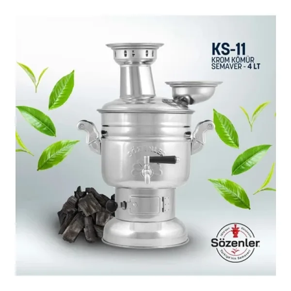Sözenler Krom Odunlu Kömürlü Piknik Semaver 4,5 lt
