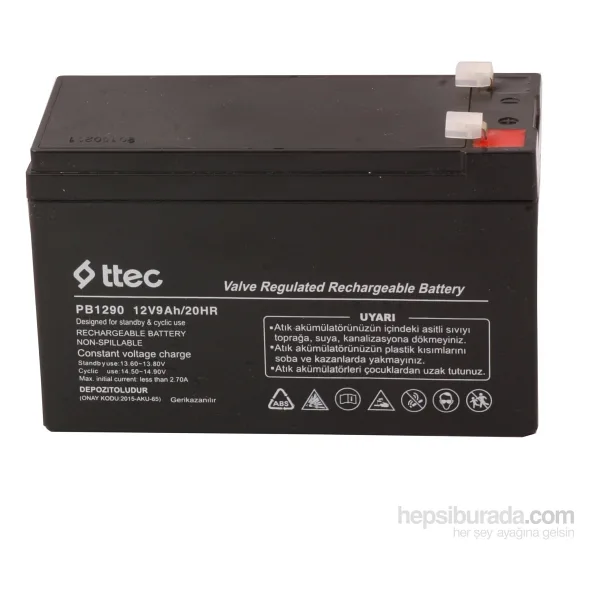 Ttec 12 Volt 9A Akü -12V 9 Ah Bakımsız Kuru Akü - 12V 9AH 12V9AH 12 Volt 9 Amper Akü