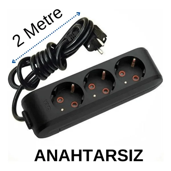 Viko Multi-let 90133302 Topraklı Siyah 2 m 3'lü Priz