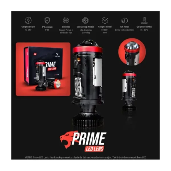 vr pro h4 Mercekli Lens Led Far şimşek etkili led zenon