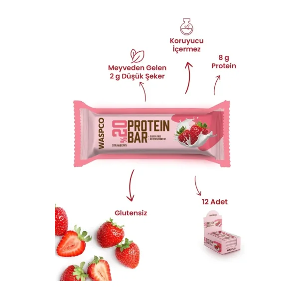 Waspco Çilekli Protein Bar 40g 2li paket