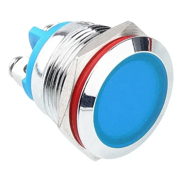 WD19L-P0 19mm 12-24V Metal Sinyal Lambası - Mavi