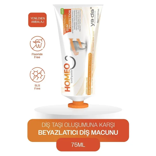 ya-da Homeo Bitkisel Diş Macunu | Diş Eti Bakımı ve Günlük Ağız Hijyeni İçin Florürsüz 75 ml