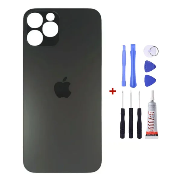Yedcom Iphone 12 PRO MAX Siyah Arka Cam Kapak Arka Pil Kapağı
