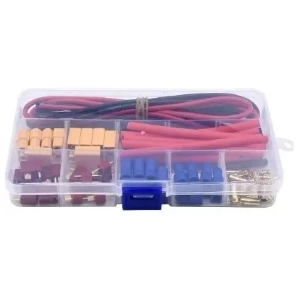 52 Parça T-Plug/EC3/XT60 Erkek ve Dişi Konnektör, Silikon Kablo ve Isıyla Daralan Makaron Seti