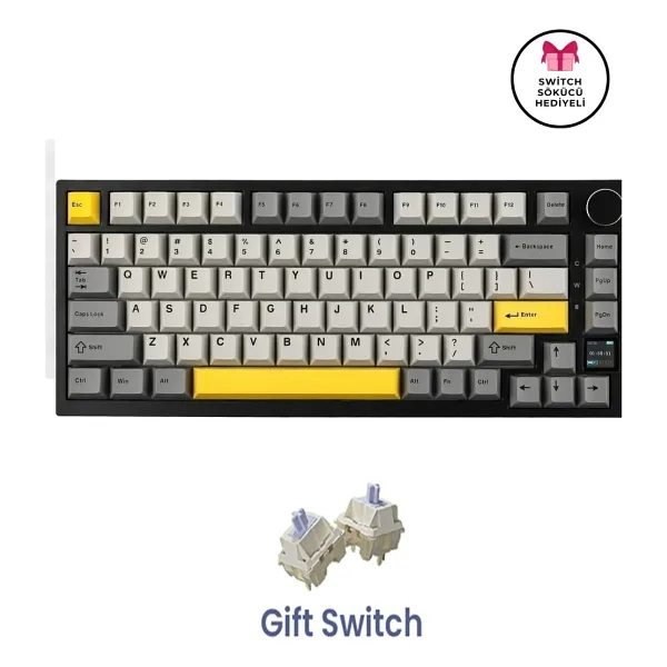Ajazz AK820 Pro Siyah RGB %75 TKL Gift Switch Kablolu/Kablosuz Mekanik Oyuncu Klavyesi