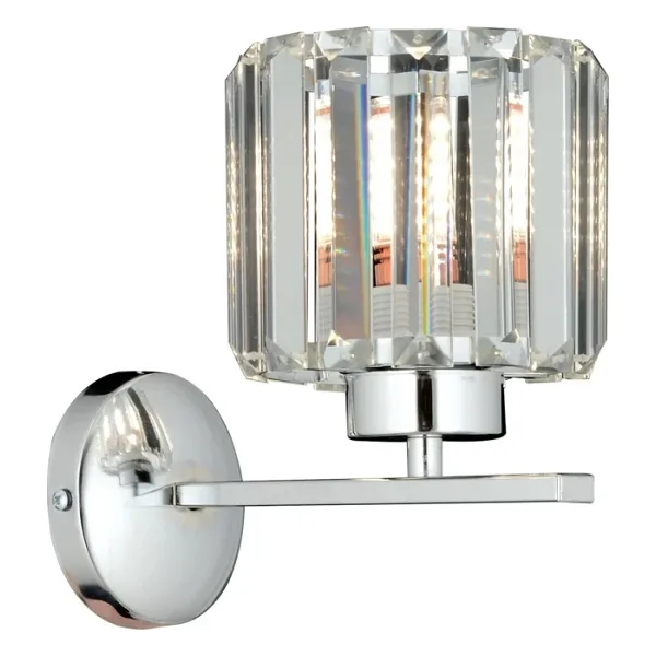 AVONNI AP-65244-1K Krom Kaplama Aplik, E27, Metal, Kristal, 20x27cm