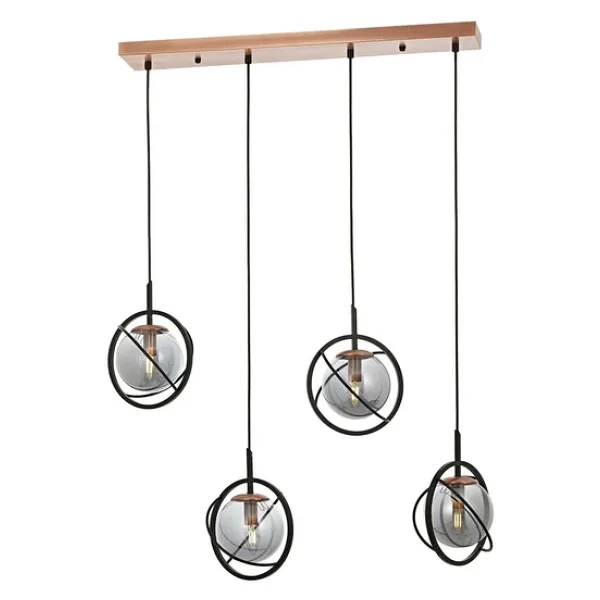 Avonnı Av-60291-4y-Bsy Siyah Boyalı Modern Avize E14 Metal Cam 80x22cm
