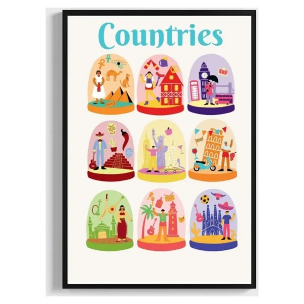Besay Countries Dünya Harikası Ülkeler Duvar Posteri-Estetik Dekoratif A2 Çerçevesiz