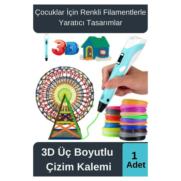 Çok Amaçlı Eğlence Hobi ABS Plastik Filament 3D Çocuk Renkli Üç Boyutlu Çizim Yazıcı Kalem Printer