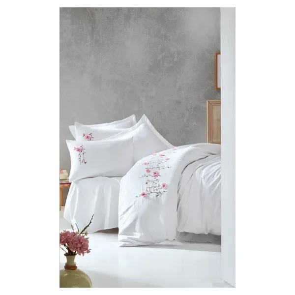 Cotton Box Perla 3D Nakışlı Saten Çift Kişilik Nevresim Takımı