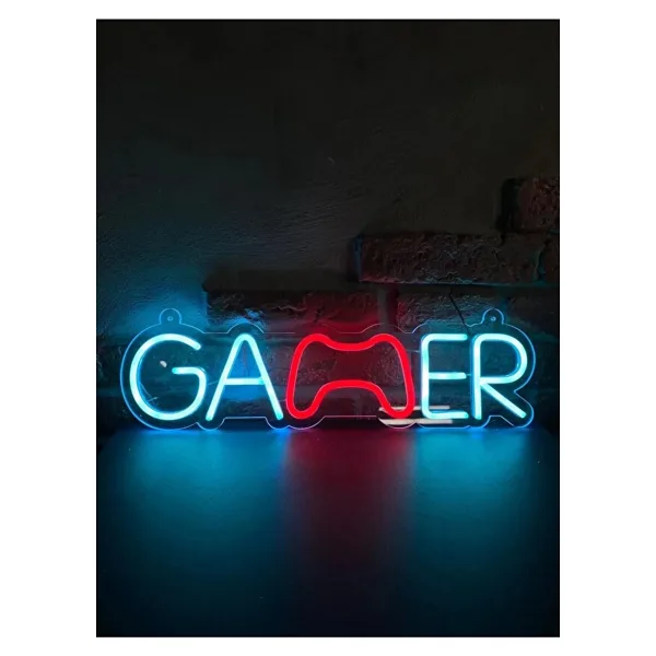 dekoraven Gamer Tasarım Neon Led Tabela - Oyuncu Odası Duvar Dekorasyonu - Gaming Setup Aydınlatma
